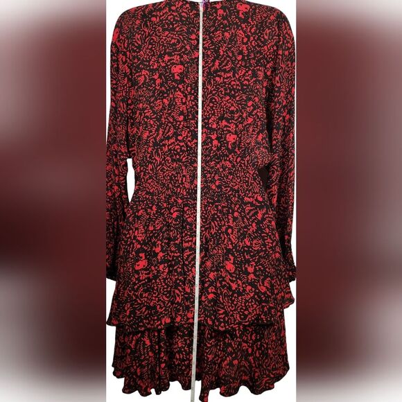 ZARA Dress Mini Short Ruffle Sexy‎ Long Sleeve Black Red Babydoll Whimsygoth S - Picture 10 of 15